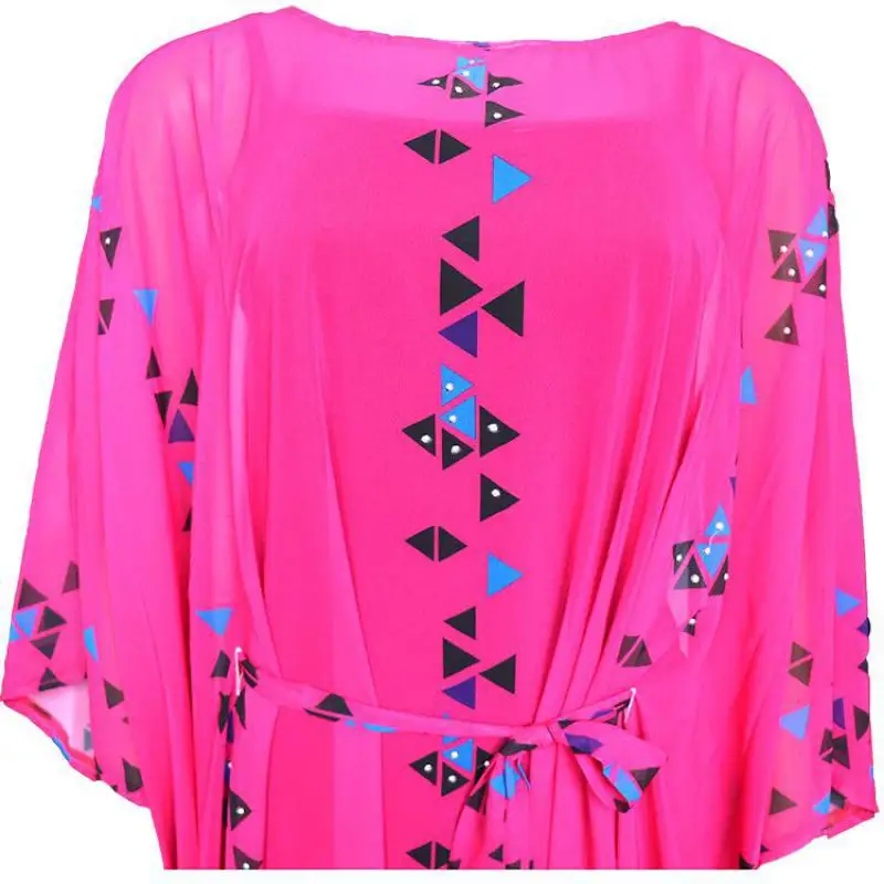 

HIJABMUSS European American And African Women's Large Dress Heavy Industry Hot-rolled Pearl Chiffon Printing Belt Inner Skirt