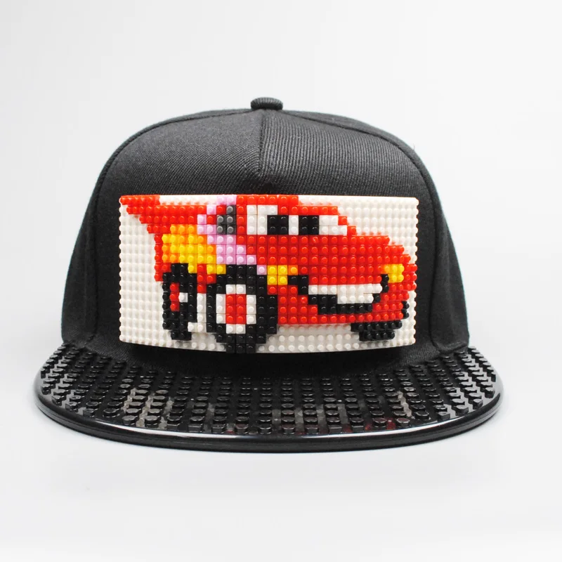 Новые головоломки игры блоки DIY лего бейсбольная шляпа Боб Марли пиксели супергерой папа шапки Snapback кепки для мужчин и женщин Съемный - Цвет: car1