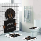 Забавная занавеска для душа с изображением таксы, занавеска в ванную комнату, коврик для ванной с изображением собачьей сосиски, смешной Декор для дома, подарок для папы
