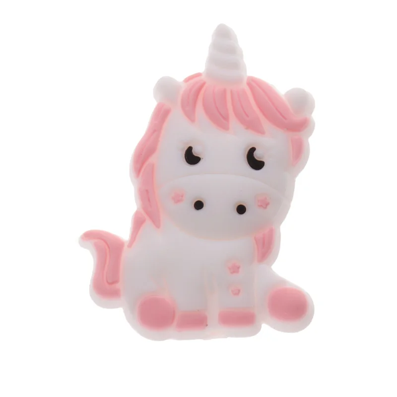 20 piezas de silicona con dibujos de unicornios para beb&eacute;, Mini mordedor de animales, cuentas sin BPA, cadena de chupete para reci&eacute;n nacido, accesorios para regalos de ducha, collar-1
