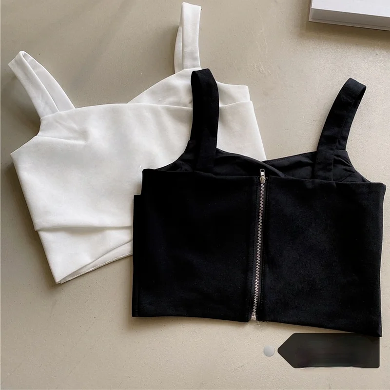 

2021 New Fashion Simple Cross Collar Camis Woman Spring Summer Sexy Crop Top Women All Match Age-reducing Tank Top Women