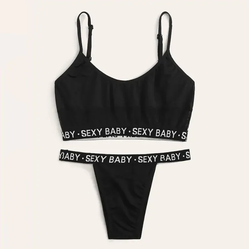 

Fashion Sexy Underwear Women's Black Bra Wrap Underwear Set Pajamas Sexy Lingerie Bra + Tongs Suit lingerie pijamas