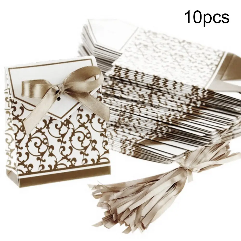 10 шт. прекрасный свадебный подарок конфеты бумажная коробка мешок с лентой