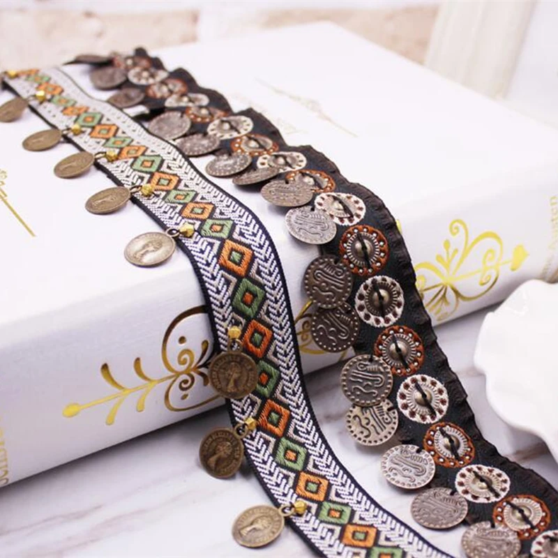 1 ярдов/партия медная кисточка кружевная отделка богемная хлопковая ткань лента