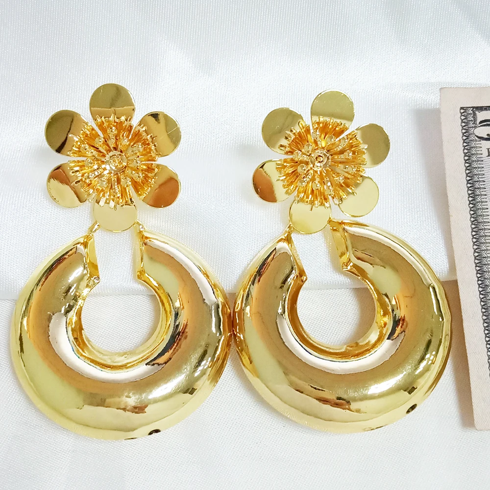 Модные ювелирные изделия из Дубая классические серьги золотого цвета для женщин