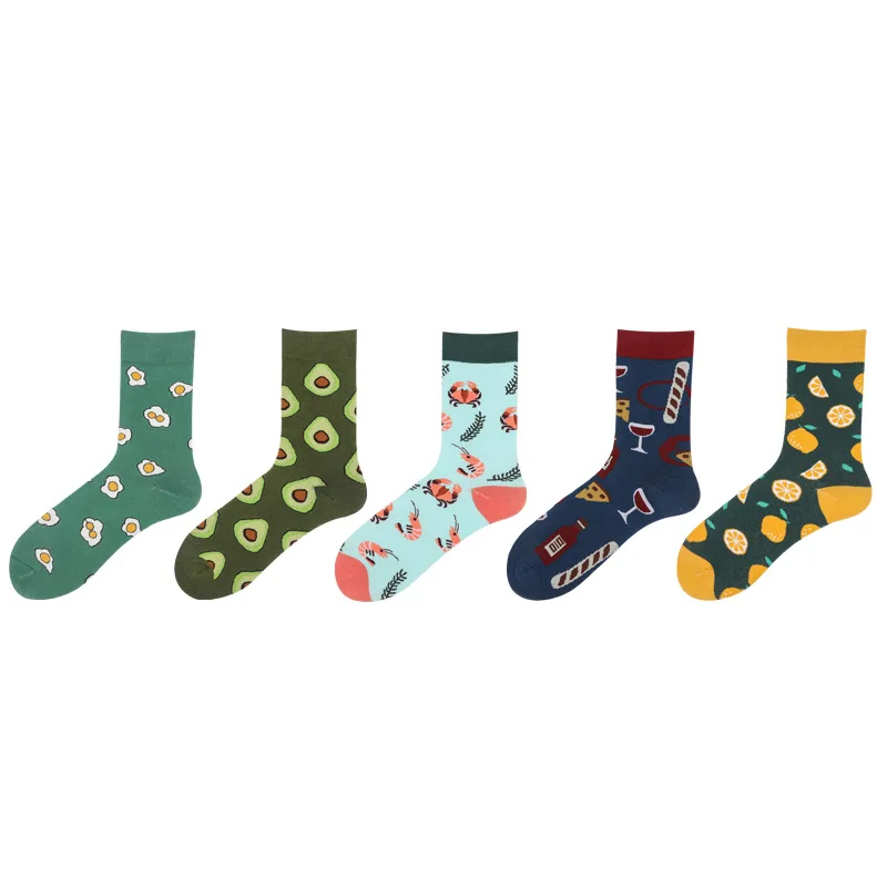 1 пара веселых забавных теплых носков Харадзюку забавные креветки яичницы лимон