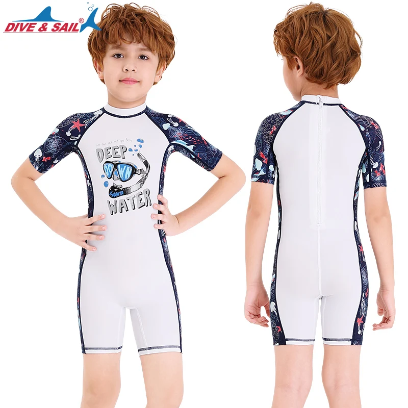 Детский Теплый купальник гидрокостюм из лайкры на молнии сзади для мальчиков и
