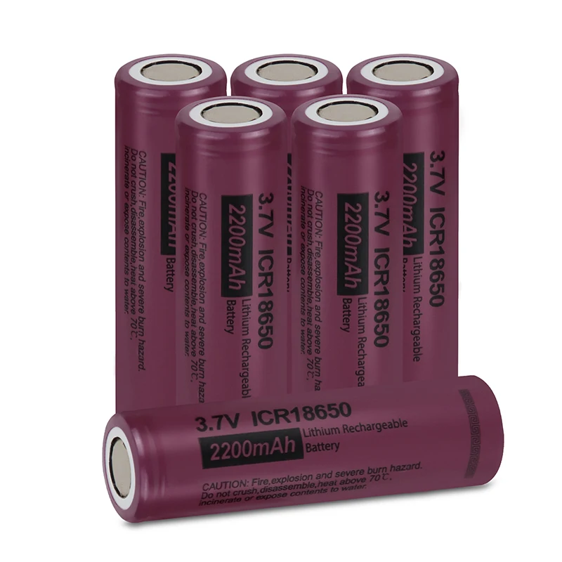 

6PCS PKCELL 18650 Li-ion Battery 3.7V ICR18650 2200mah Lithium Rechargeable batteries Batteria Flat Top Solar for flashlight