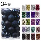 34 шт.лот, 6 см2,4 дюйма, декоративные шары для новогодней елки, подвесные украшения, блестящие шарики для дома, бара вечерние праздничные украшения