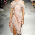 DEAT женское платье Летний костюм для девочек, комплект из платья с круглым вырезом с длинным рукавом, с мехом, на сплетенной ассиметричное Стройное сексуальное платья женские вечерние Vestido WP62311