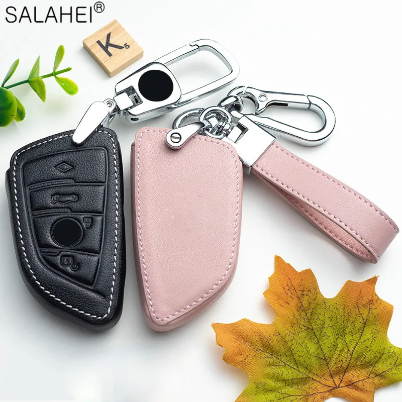 

Leather Car Remote Key Case For BMW 1 2 3 4 5 6 7 Series X1 X3 X4 X5 X6 E53 E70 E39 F30 F34 F10 F07 F20 G30 F15 F16 Accessories