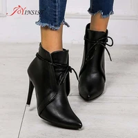 2022 new womens winter boots martin boots women lace up leather platform shoes woman party ankle boots heels platform boots