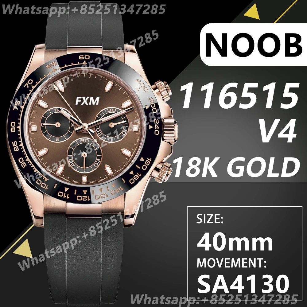 

Часы наручные NOOB V4 A4130 904L Мужские автоматические, брендовые люксовые механические Спортивные с циферблатом 18 К и золотым циферблатом 1:1, 40 мм...
