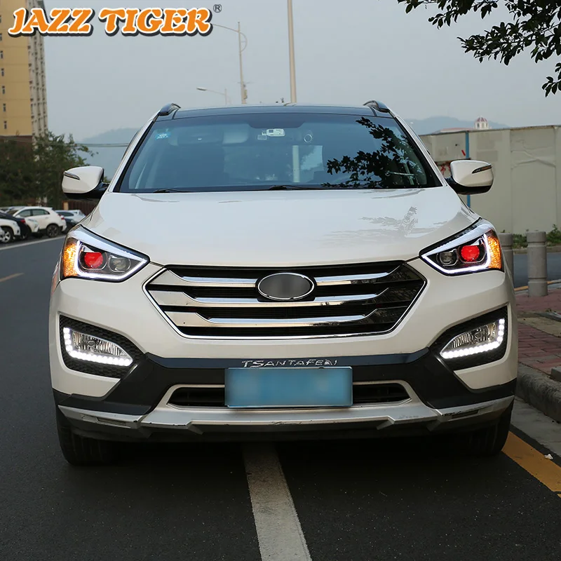

Car Styling LED Headlight For Hyundai Santa Fe IX45 2013 - 2015 LED DRL Turn Signal Light LED Red Devil Eyes Head Lamp Assembly
