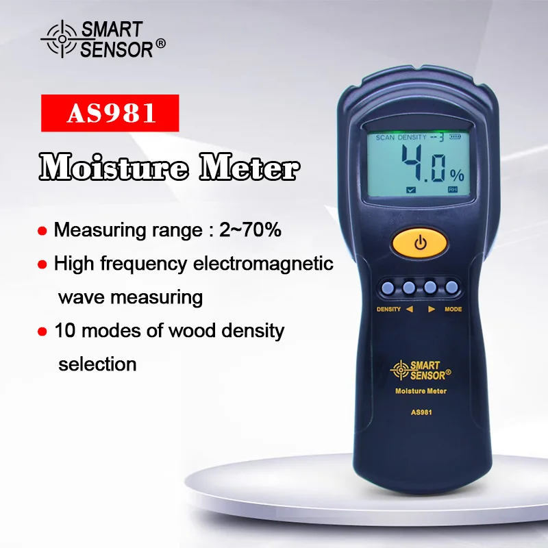 Бесконтактный измеритель влажности древесины AS981 цифровой гигрометр для бумаги