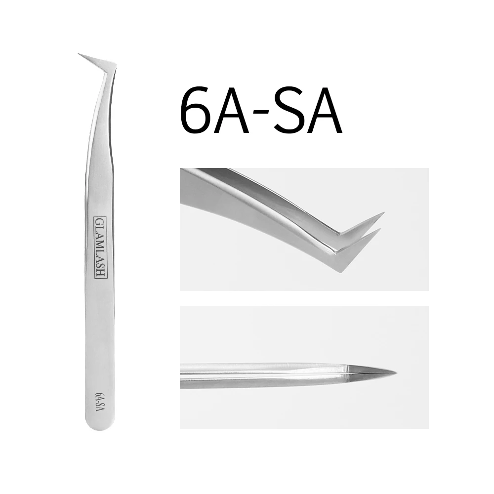 Пинцет для ресниц Glamlash 6A SA объемный наращивания 3D/6D лучшее качество пинцет