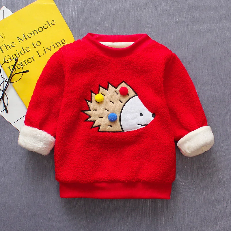 JP Hedgehog Red Новинка года; свитер для малышей; свитера для мальчиков с героями мультфильмов; зимние свитера для девочек; детский пуловер; повседневная одежда для мальчиков - Цвет: JP Hedgehog Red