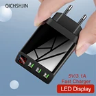 Зарядное устройство QICHSHJIN с вилкой Стандарта ЕССША, быстрая зарядка, настенное зарядное устройство, кабель, высококачественное Зарядное устройство USB для iphone X, Huawei, Samsung
