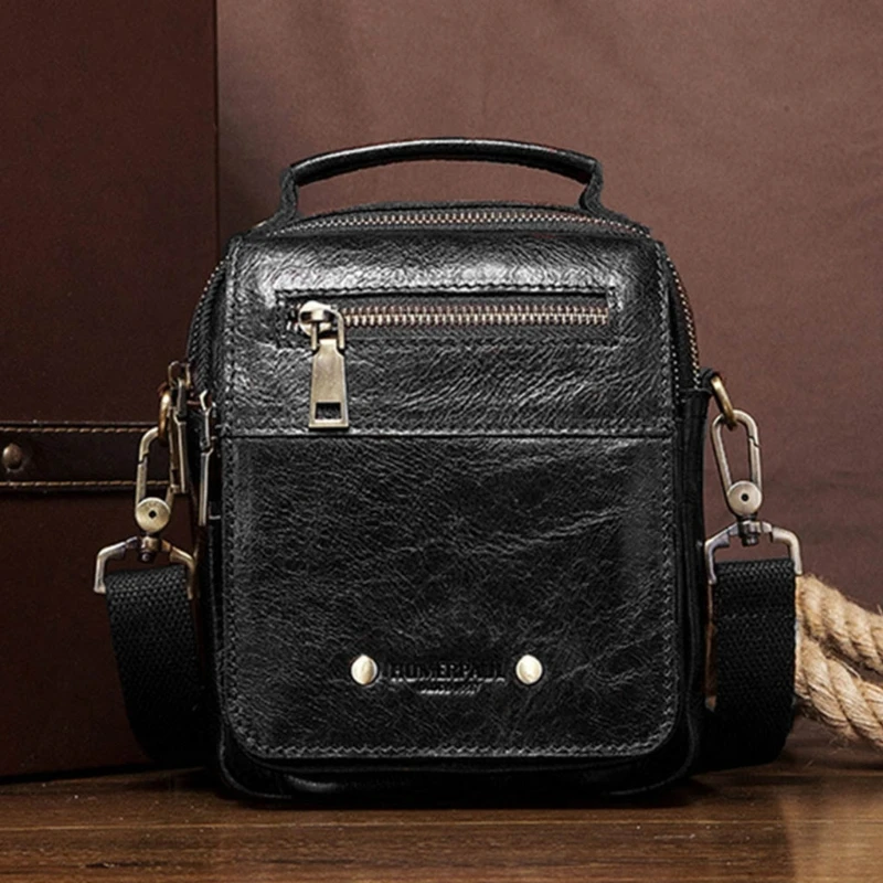 

K5DA Leather Men Shoulder Messenger Bag Portable Purse Handbag Cellphone Pouch Multipurpose Durable Crossbody Holster Case