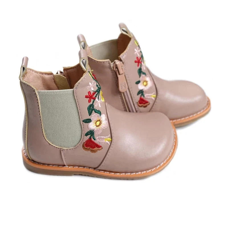 

Little monkey Fashion Girls Boots Genuine Leather Embroidered Children Martin Boots Party Princess Shoes Kids Rain Boots