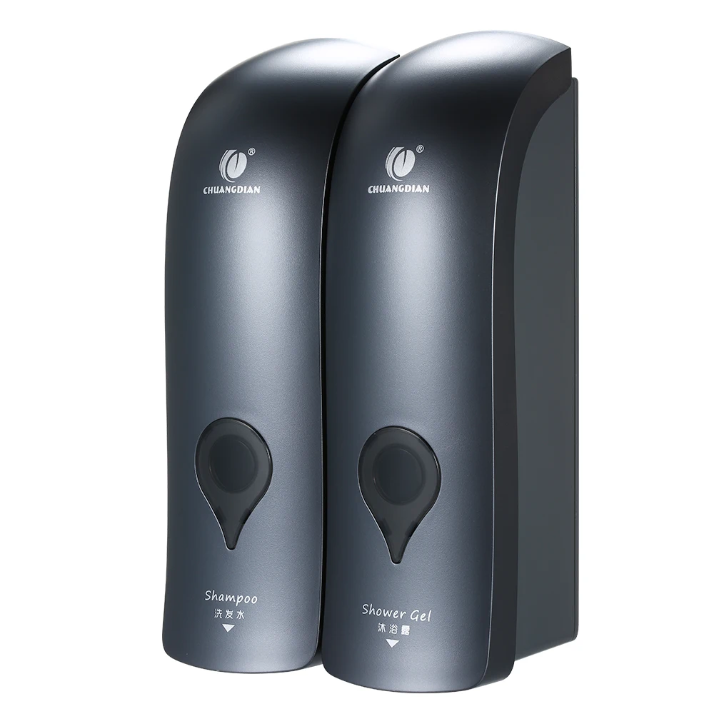 

300ml*2 Self Adhesive Soap Dispenser Wall Mounted Manual Soap Dispenser Bathroom Shower Gel Liquid Shampoo Dispenser Holder