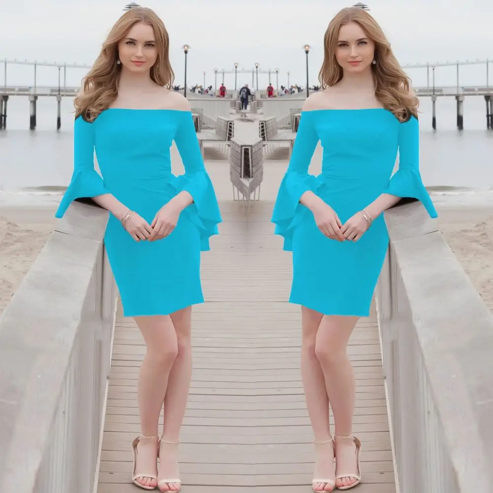 

2020 new fashion woman dress sexy slim one-line neck midi dresses for women sexy dress party night