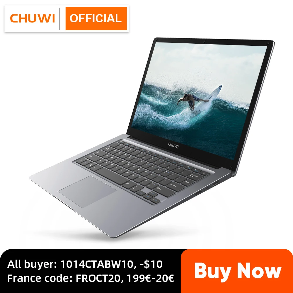 

CHUWI HeroBook Pro + ноутбук на Windows 10, процессор Intel Celeron J3455, экран 13,3 дюйма, 8 ГБ + 128 ГБ