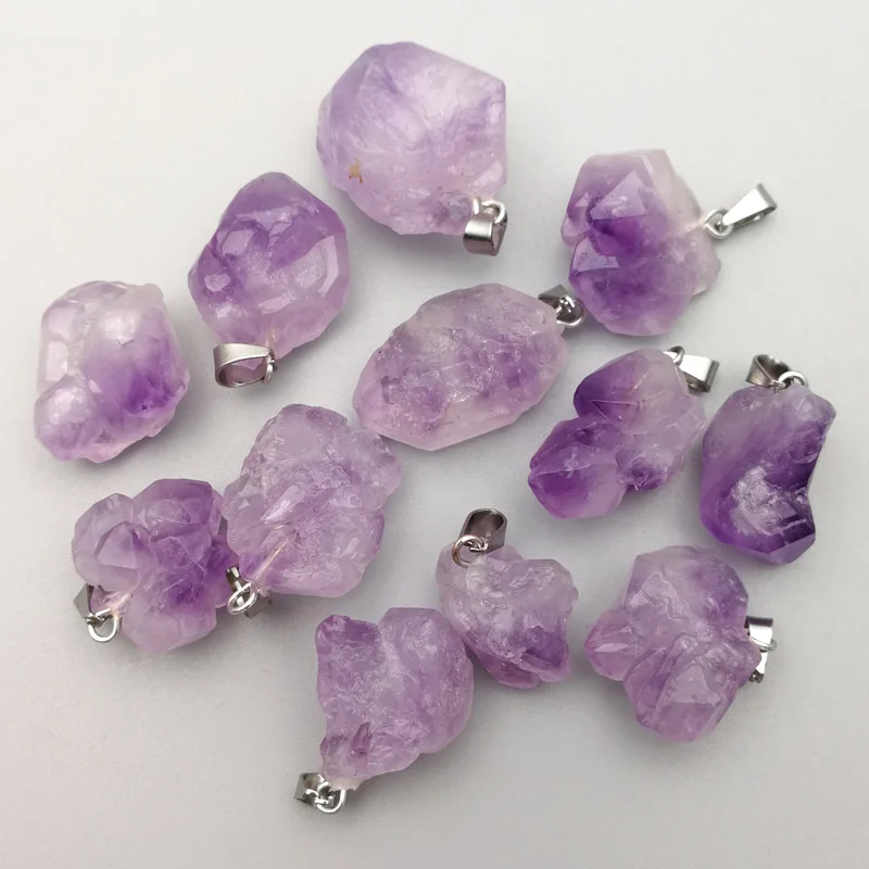 Fashion High quality Natural amethysts stone pendants for jewelry making charms Irregular accessories 24pcs/lot free shipping