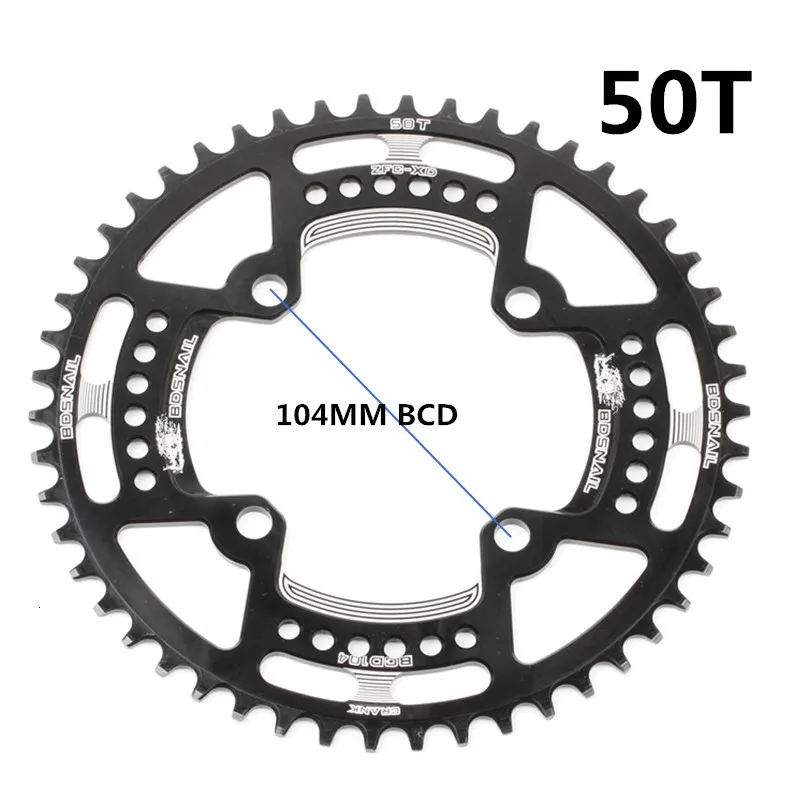 104BCD 40/42/44/50/52T горный велосипед Звездочка MTB велосипед диаметра окружности болтов(Алюминий узкая широкая цепь из колец цепь