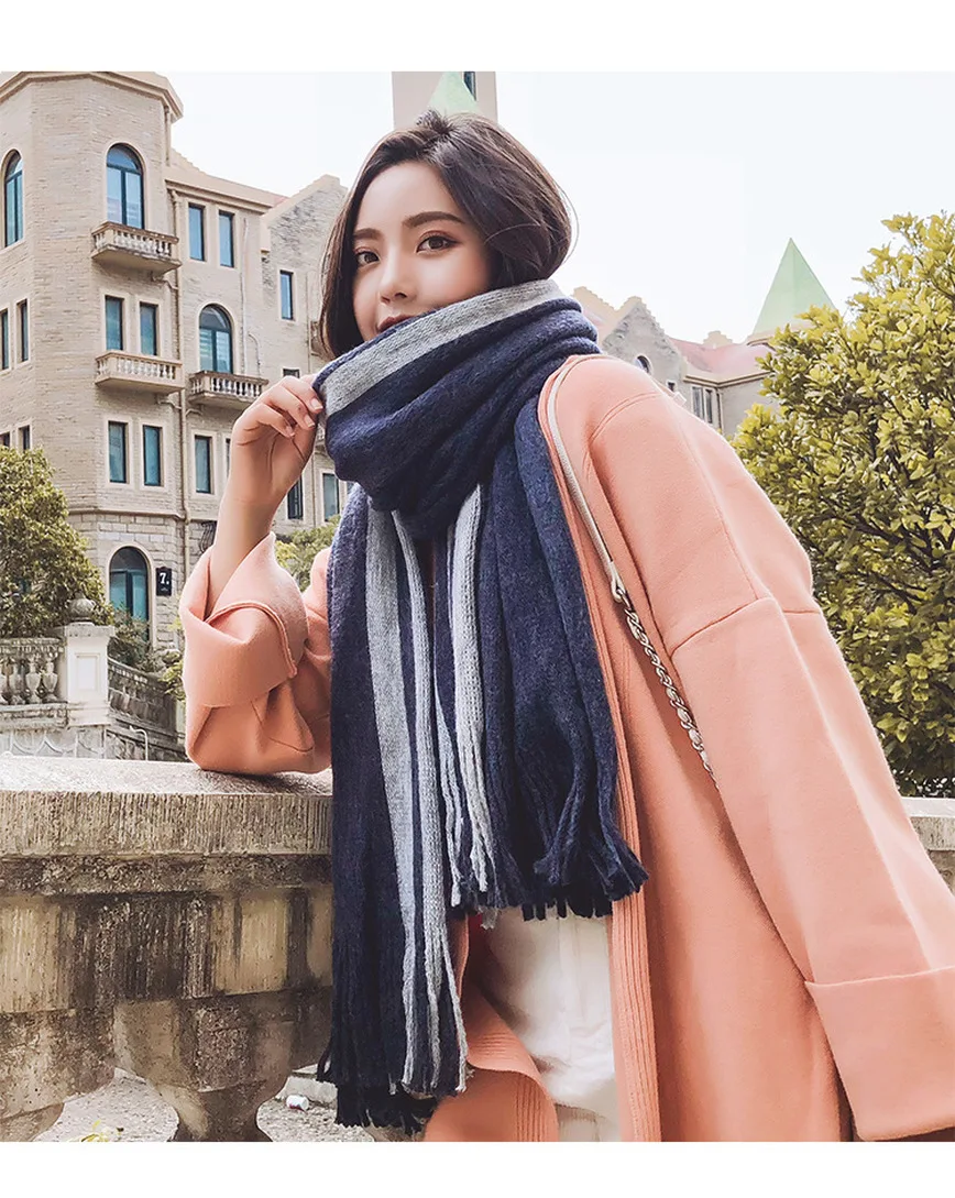 

2019 Autumn Winter Female Wool Scarf Women high-grade Korean Cashmere Scarves Wide Lattices Long Shawl Wrap Blanket Warm Tippet