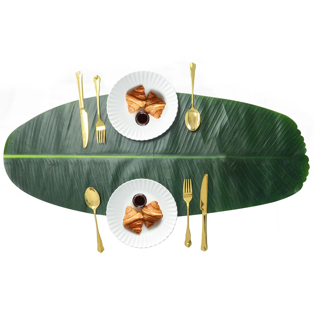 Столовые приборы из ПВХ для обеденного стола эмуляция тропических листьев