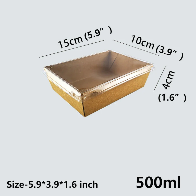 50 шт. Подарочная коробка из крафт бумаги с прозрачными крышками|sandwich lunch box|salad