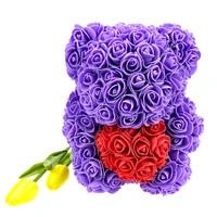 2020 hot sale 25cm bear of rose artificial flowers home wedding fsetival diy cheap wedding decoration gift box wreath crafts