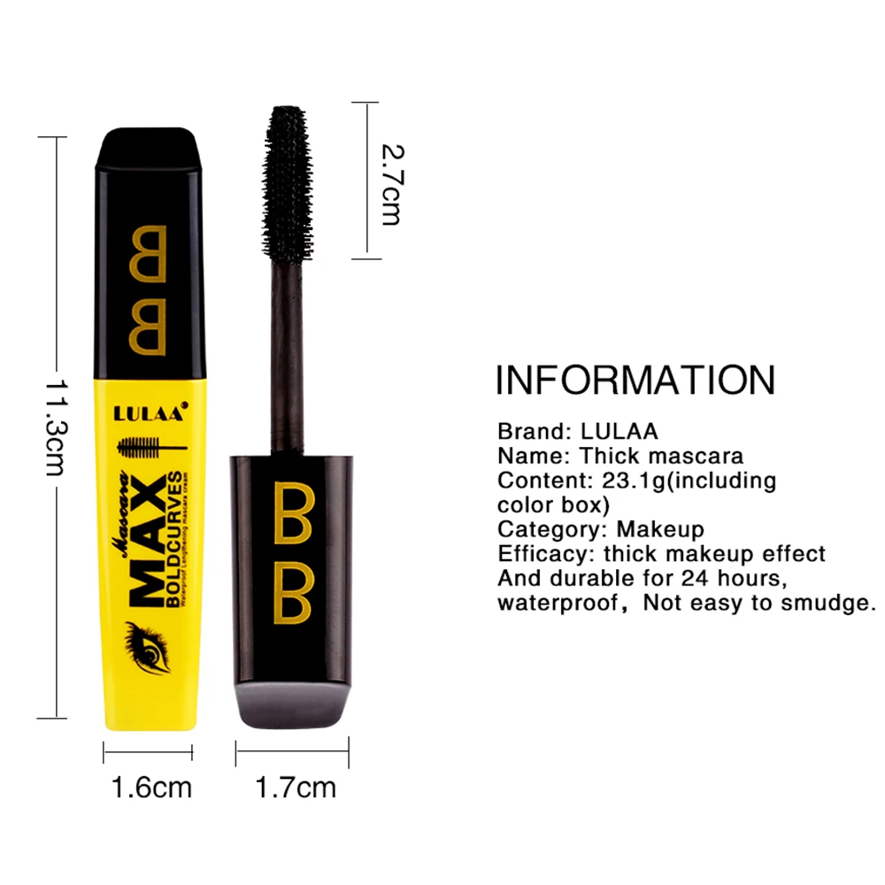 Волоконные ресницы Толстая Удлиняющая Водостойкая тушь для ресниц Длинная