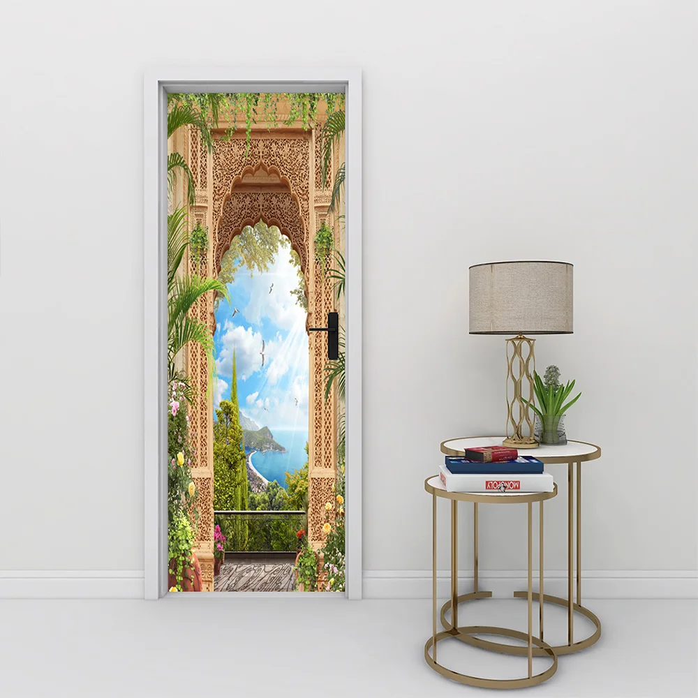 

Wall Decoration High Simulation Door Landscape Modern Stickers Home Decor PVC Stickers 3D Wallstickers