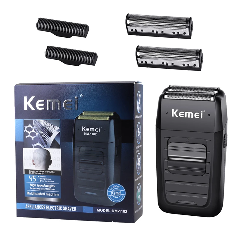 Новинка 2021 электробритва Kemei с 2 лезвиями перезаряжаемая от USB умная мини бритва