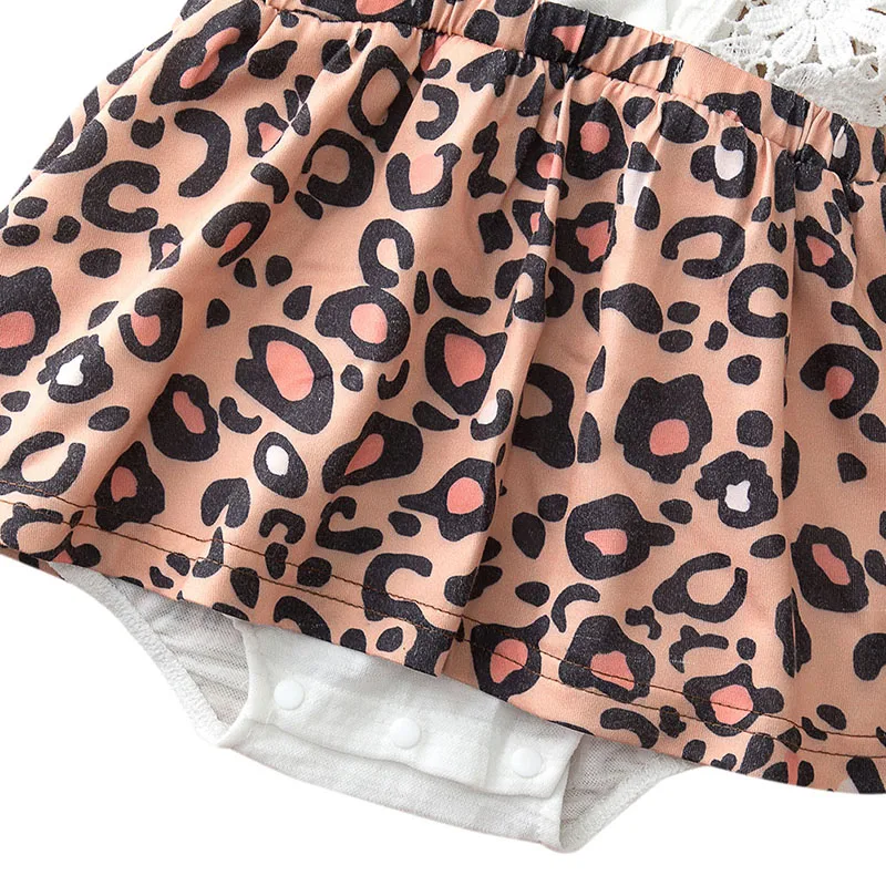 

Summer Newborn Baby Girl Clothing Cotton One-piece Fashion Leopard Jumpsuit Bodysuit Headband 2Pcs Infant Girls Clothes
