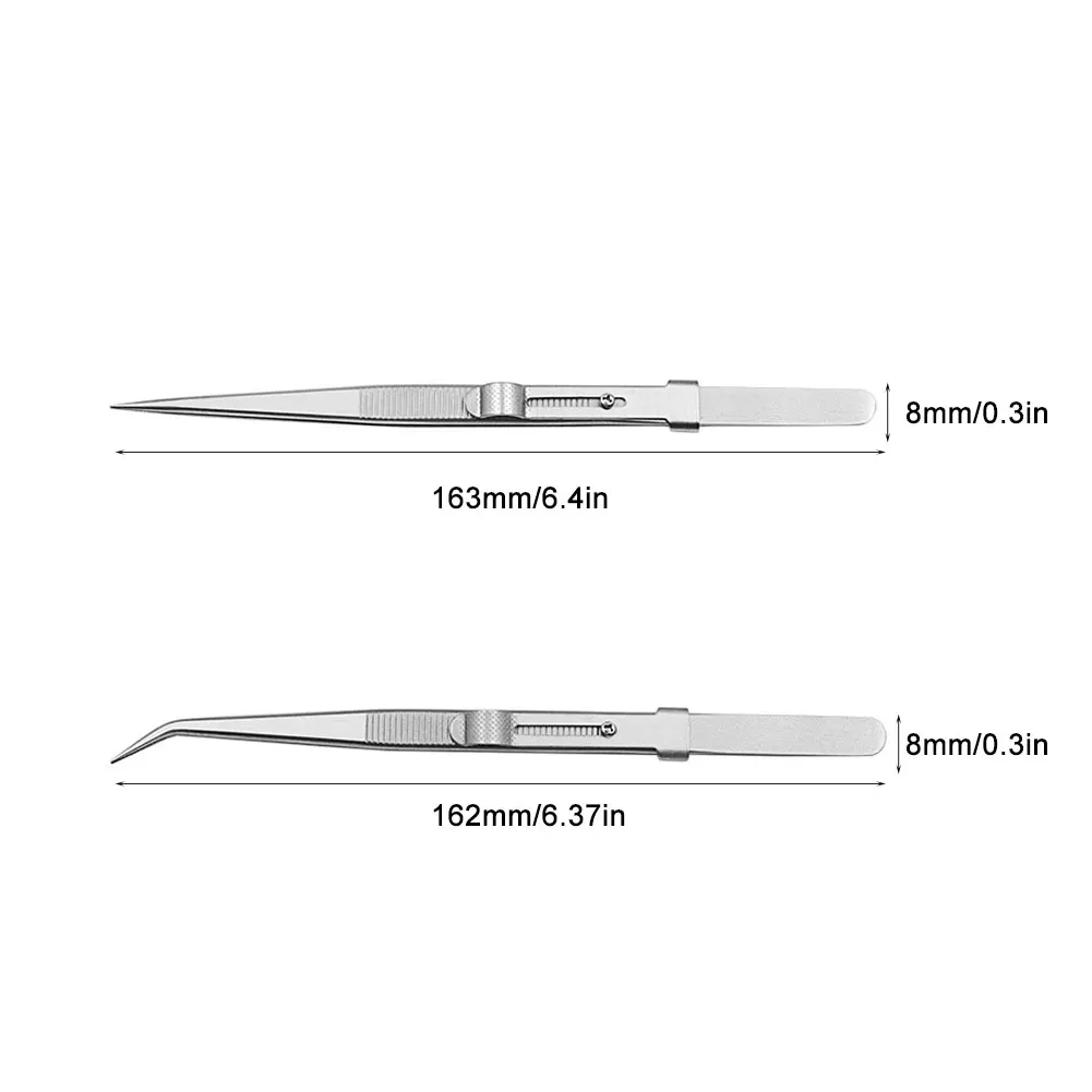 

2pcs Industrial Tweezers Anti-static Curved Straight Tip Stainless Forceps for Jewelry Electronic Laboratory Multi Hand Tools