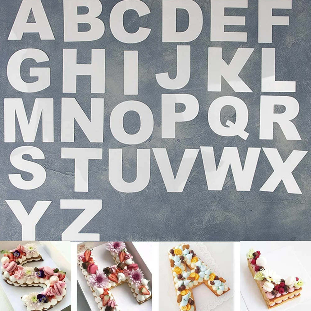 

26PCS Cake Stencils Decorating Mold Alphabet A-Z Letter Baking Template 12 Inch For DIY Wedding Birthday Cake Letter Stencils