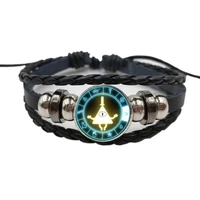 cipher wheel friend gift mens leather bracelet handmade bracelet small jewelry glass necklace bullet black bracelet