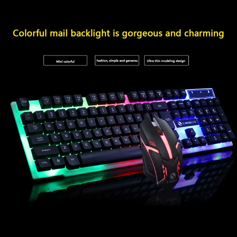 Игровая клавиатура и мышь с RGB дисплеем проводная подсветильник кой игровая для