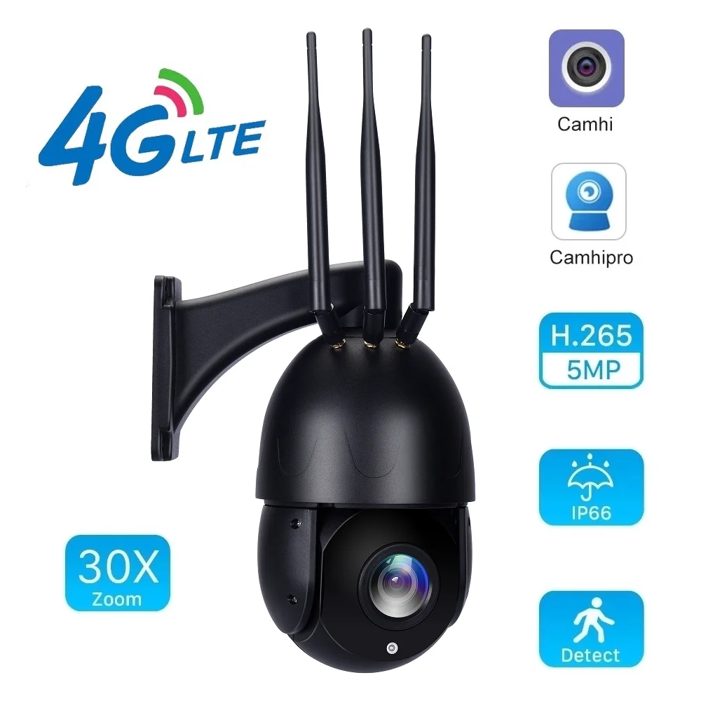 

4G SIM-карта камера 30X оптический зум 5 Мп IMX 335 Безопасность видеонаблюдения ИИ автослежение Onvif 80 м ночное видение 2-полосное аудио