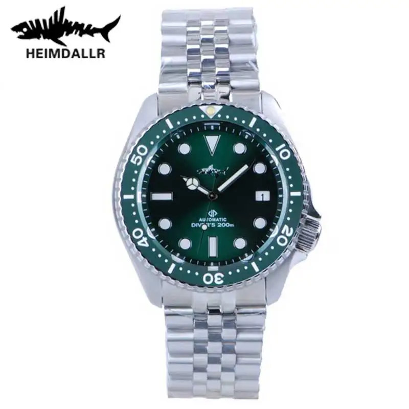 

Мужские часы для дайвинга Heimdallr SKX007 с зеленым циферблатом, водонепроницаемые автоматические механические часы с сапфировым стеклом 20 атм ...