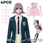 Костюм для косплея Нанами данганронпа, униформа из жакета, Блузкирубашки с юбкой и париком для косплея, с галстуком и кошкой, 6 шт.комплект