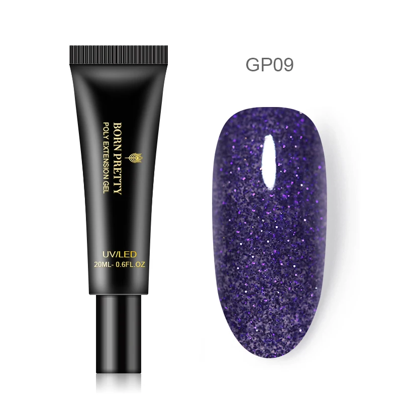 BP-GP09 Удлиняющий Гель-лак для ногтей BORN PRETTY, 20 мл, сверкающий, меняющий цвет, для пальцев, быстро удлиненный, впитывающий, УФ-гель, 36 цветов - Color: BP-GP09