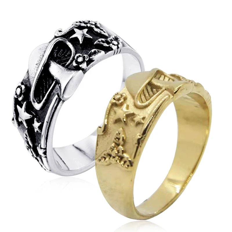 Мужское кольцо в ретро стиле металлическое с цветочным узором виде гриба звезды