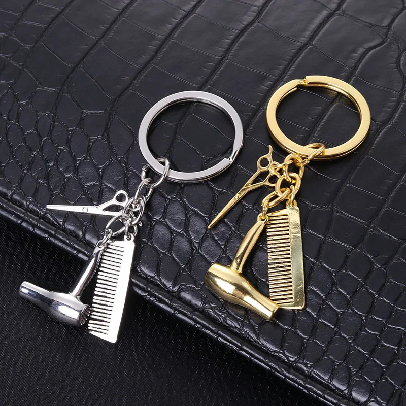 

Decorative keychains hairdressers gift comb scissors hairdryer car-style interior accessories pendant car keychain gift