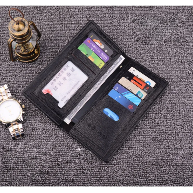 Однотонный Длинный кошелек для мужчин деловой клатч держатели кредитных карт из