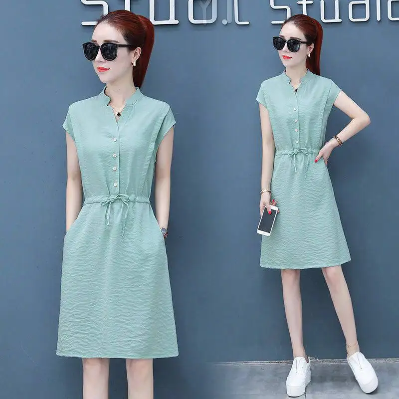 

Dress female 2021 new fashion waist slimming summer simple casual a-line skirt