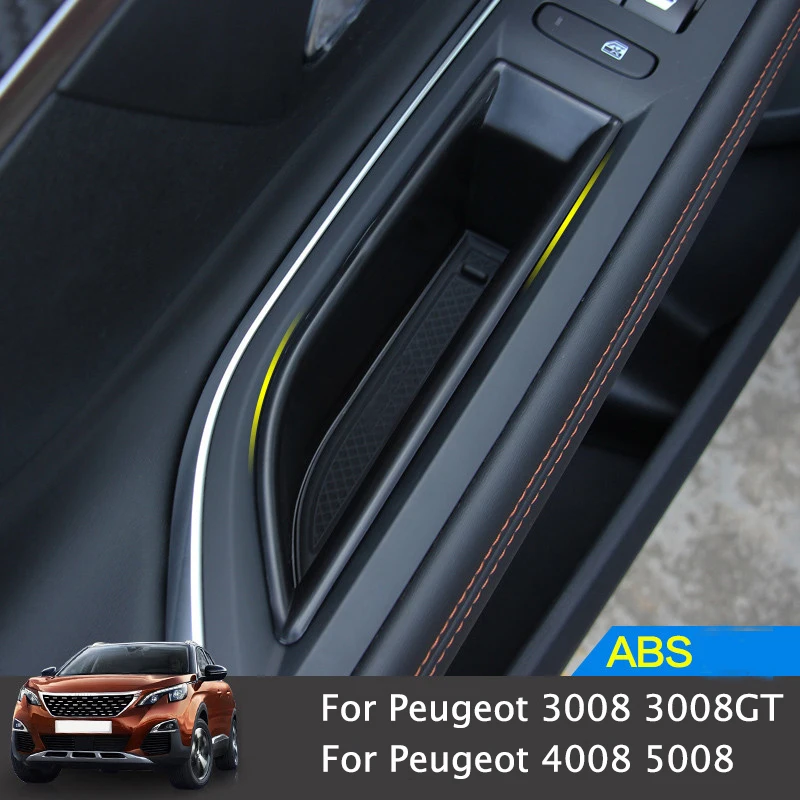 Accessories For Peugeot 3008 3008GT 2016 2017 2018 Car Front Inside Car Door Storage Pallet Armrest Container Box Cover Kit Trim